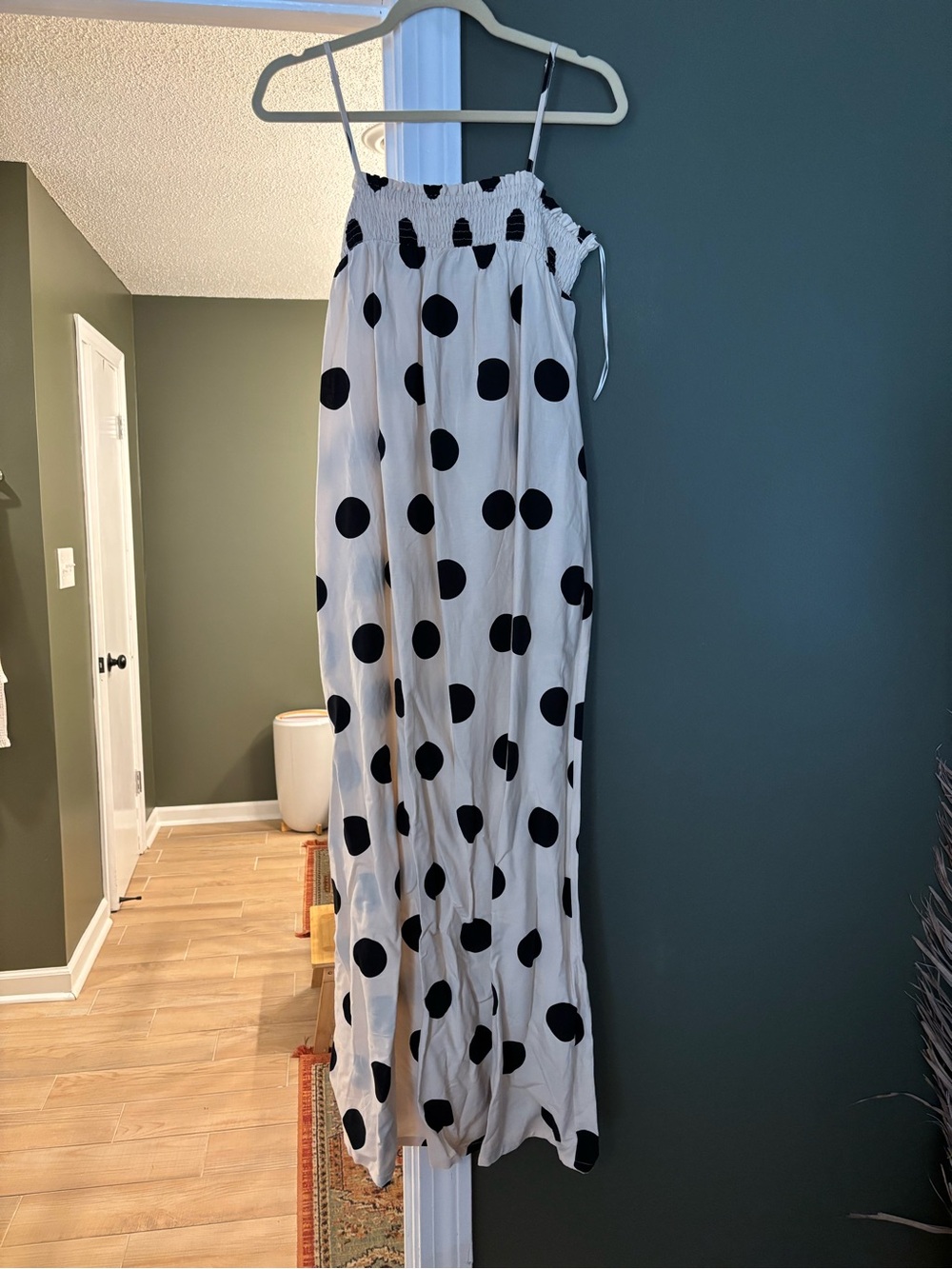 White Maxi Skirt with Black Polka Dots